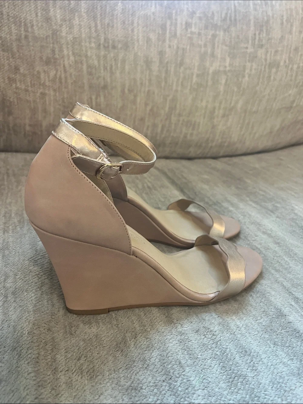 CL by Laundry Rose Gold Ankle-Strap Wedge Sandals